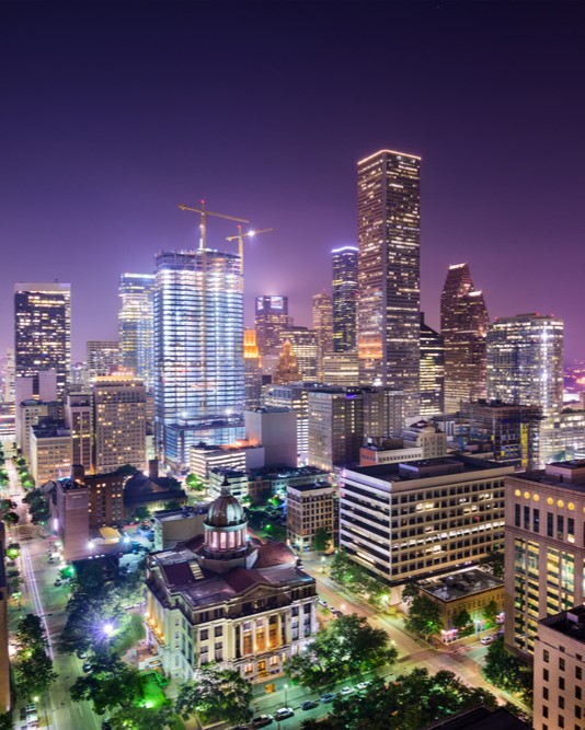 houston cityscape at night