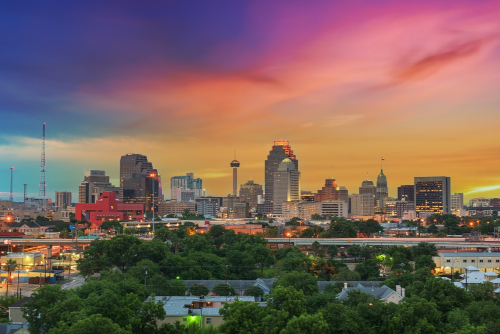 san antonio cityscape sunset
