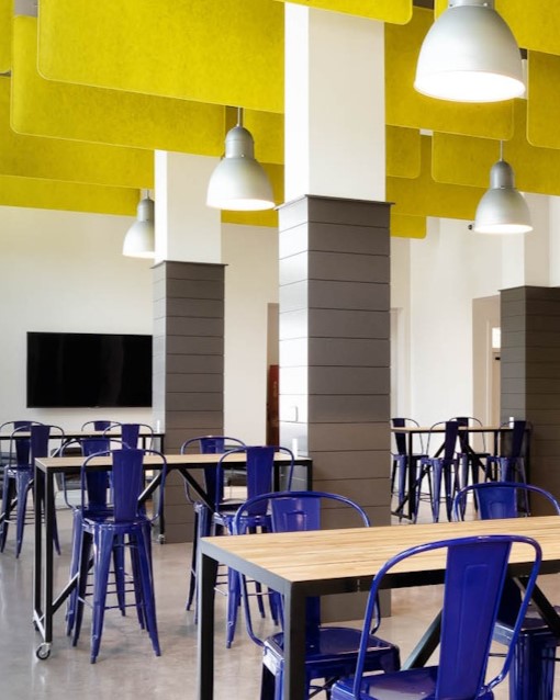 cafeteria office with LED Lights