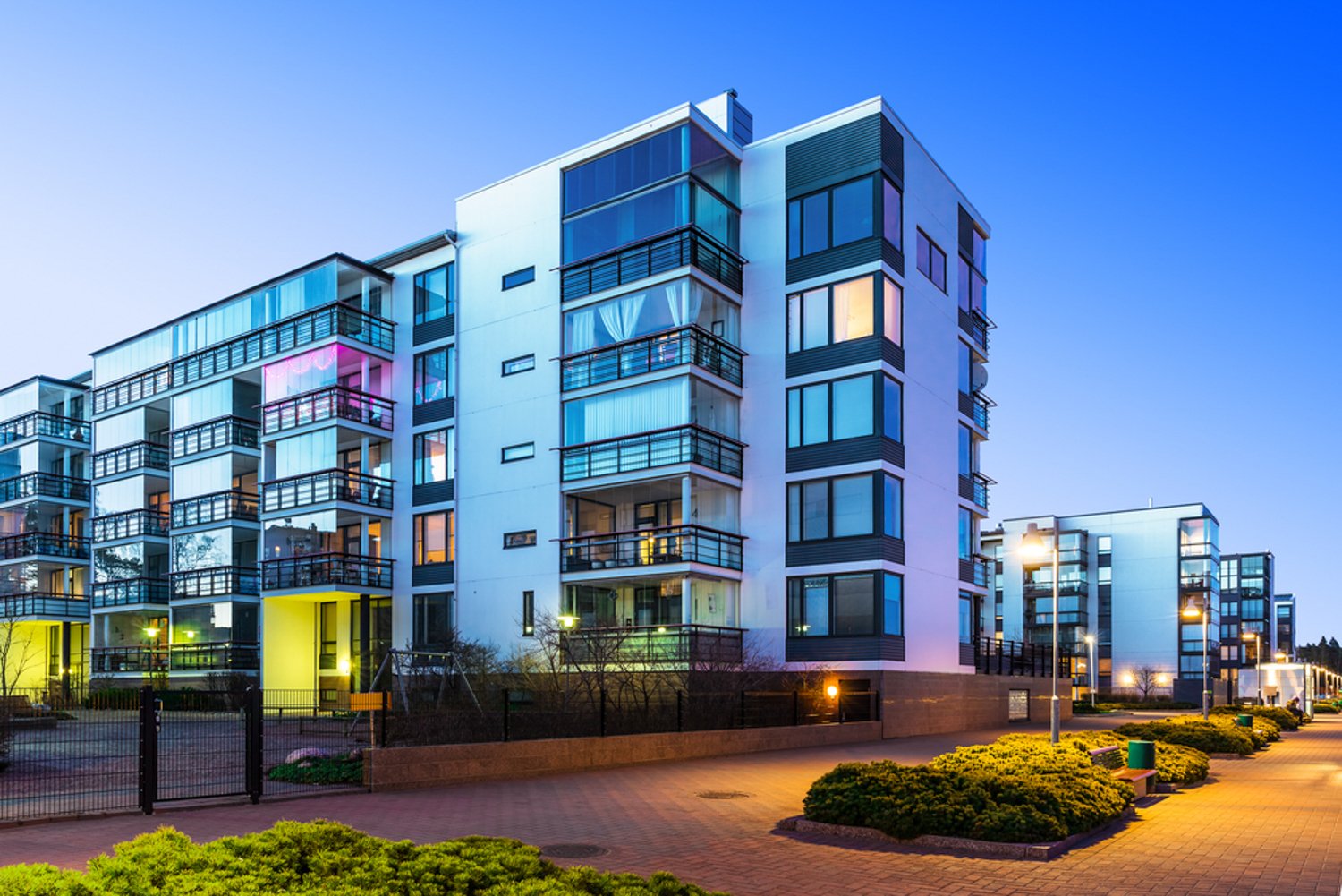 brightly lit building