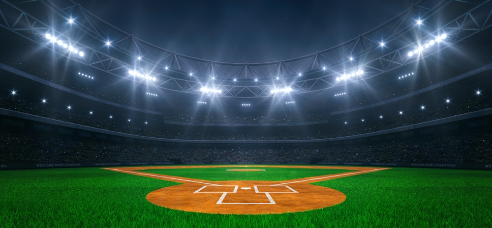 Flood lights in baseball arena